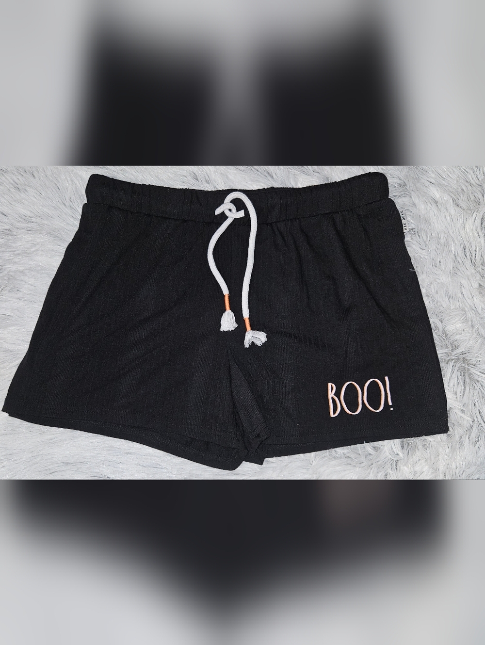 Rae Dunn BOO Halloween Sleep Shorts Medium | Black Lounge Pajama Shorts